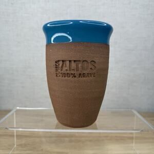 Olmeca Altos 100% Agave Tequila Terra Cotta Pottery Cantaritos Cup Mug Glass 4.5